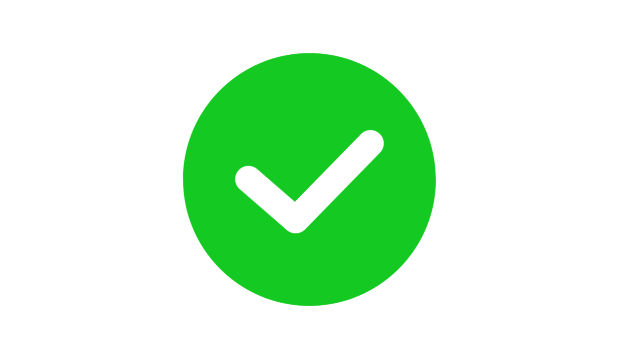 Green checkmark icon representing completed bookkeeping clean up services and reconciled accounts